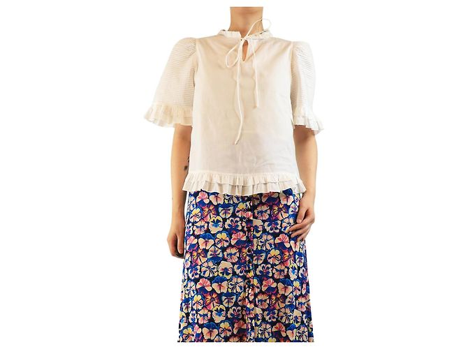 Autre Marque Blusa bianca trasparente con volant - size S Bianco