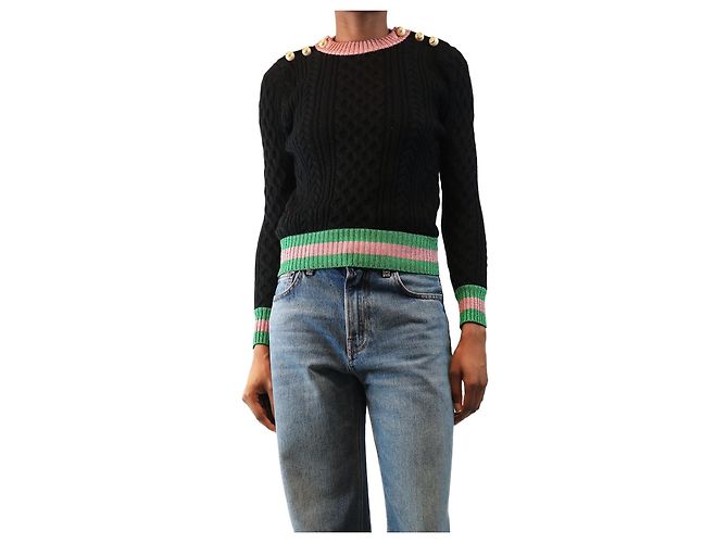 Gucci Schwarzer Wollpullover mit Zopfmuster - size XS 
