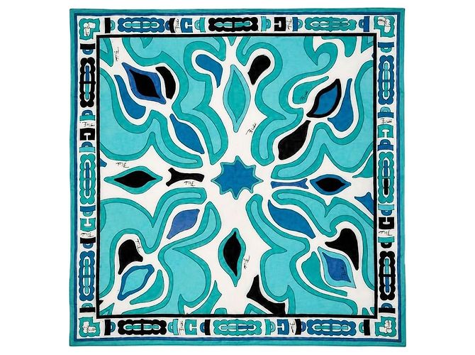 Emilio Pucci Blaues Mini-Quadrat-Tuch