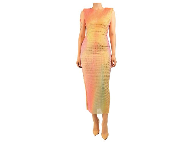 Self portrait Oranges Midi-Kleid mit Strassbesatz - Größe UK 10