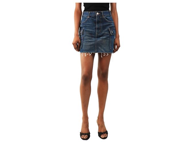 Céline Blauer Cargo-Denim-Minirock - size UK 6