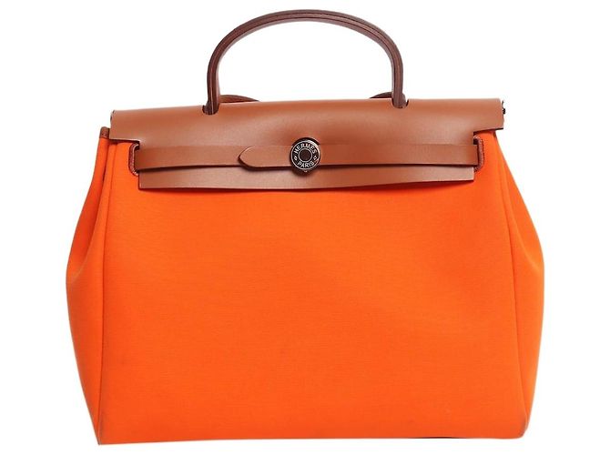Hermès Herbag en toile Orange 31