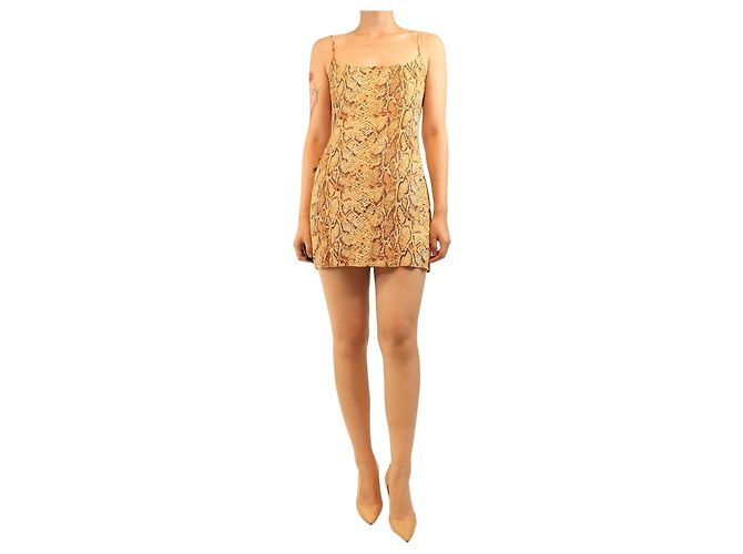 Reformation Gelbes Mini-Kleid mit Schlangenprint - size S