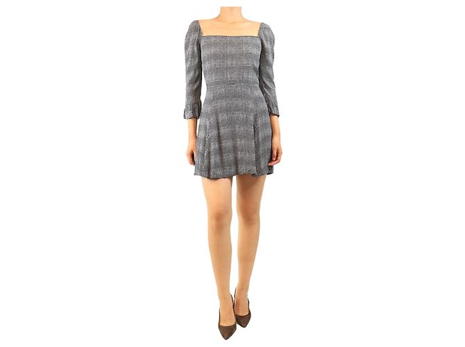 Reformation Black houndstooth printed mini dress - size S