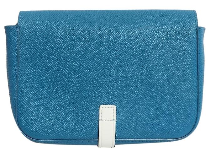 16 Céline Clutch com alça em couro azul