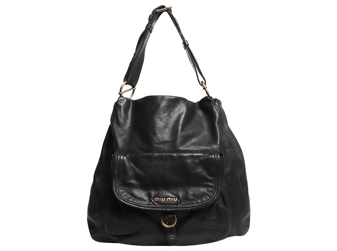 Miu Miu Sac à bandoulière en cuir noir