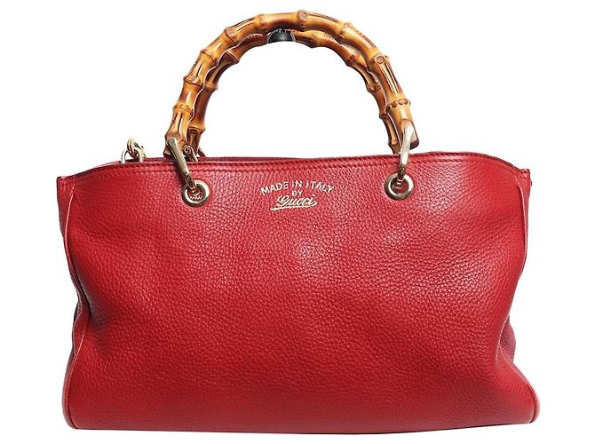 Gucci Sac cabas Red Bamboo Shopper Rouge