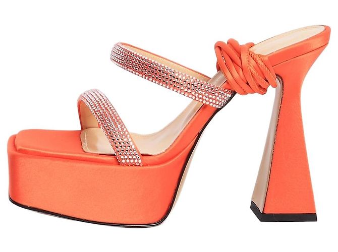Mach & Mach Coral Devon satin platform sandals - size EU 36 Orange