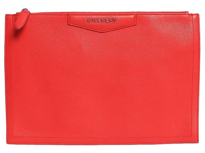 Givenchy Antigona Clutch aus genarbtem Leder rot