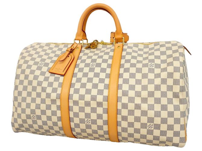 Louis Vuitton Boston Damier Azur Keepall 50 Branco