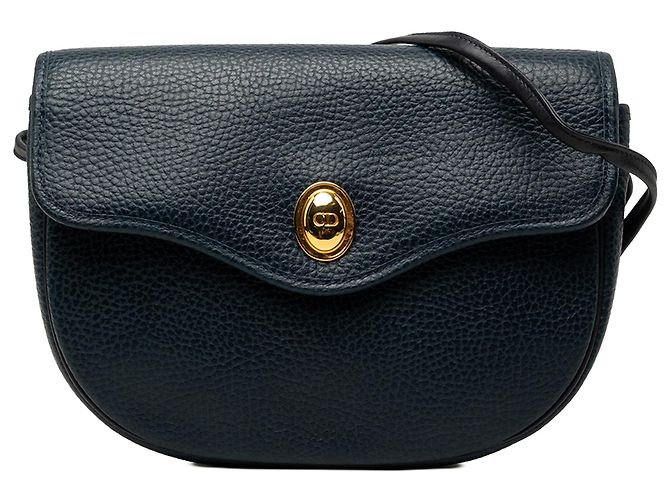 Bolsa tiracolo Dior em pele de vitelo granulada azul Azul marinho
