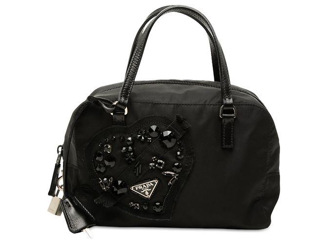 Borsa da sera Prada in Tessuto nero con cuore
