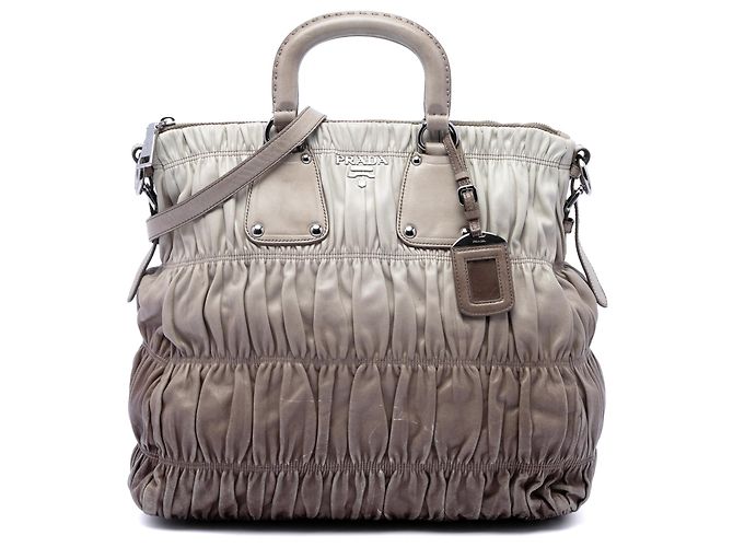 Bolsa Satchel Prada em Nappa Gaufre Ombre Bege