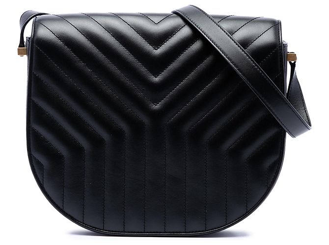 Saint Laurent Bolso Bandolera Joan de Piel de Ternera Acolchada Negro Medium