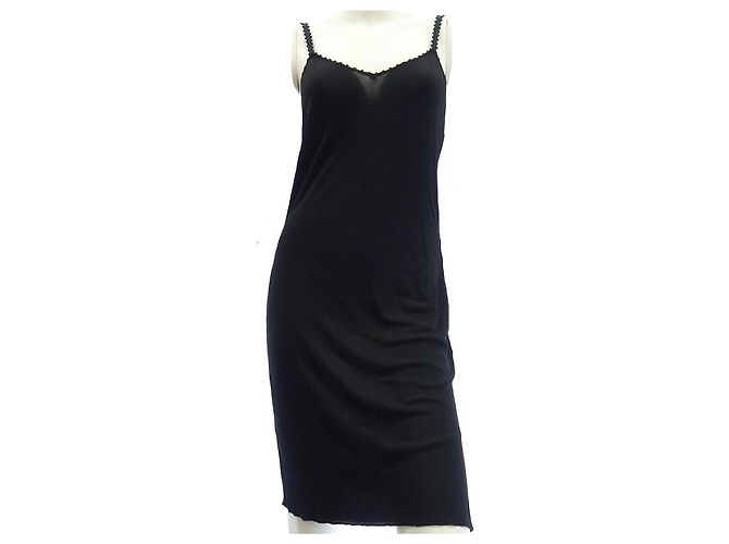 Chanel Slip-Kleid aus schwarzer Viskose