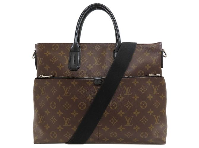 Borsa Business Louis Vuitton Monogram Macassar Marrone Nero