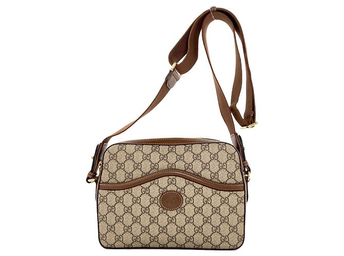 Borsa a tracolla Gucci Interlocking G Logo GG Supreme Marrone