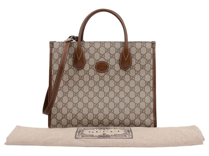 Gucci Borsa a spalla piccola Interlocking Marrone