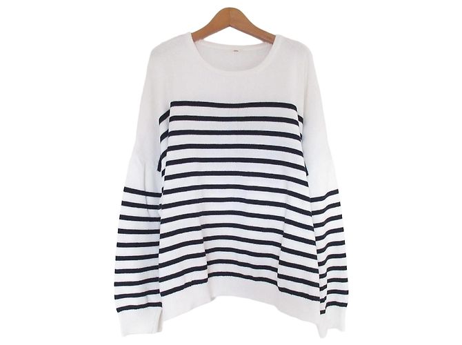 Autre Marque IENA Border Wide Knit Pullover Blanco