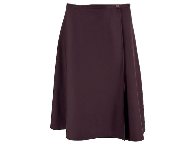 Falda midi Paule Ka burdeos de algodón talla 38