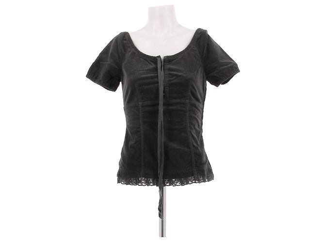 Top de algodón marrón Miu Miu Castaño