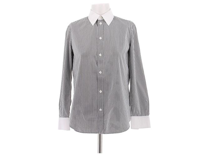 Céline Camicia a righe bianca e nera Bianco 