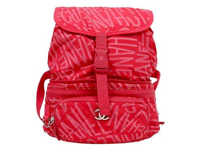 Chanel Red Nylon Coconehju Backpack