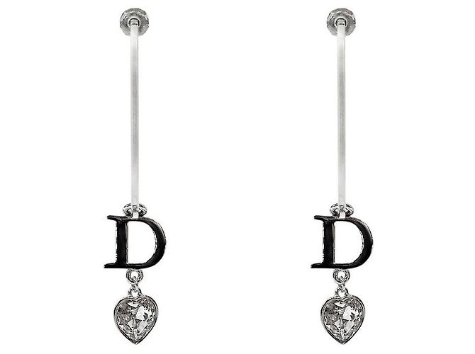 Dior Orecchini a cerchio cuore con zircone Argento 
