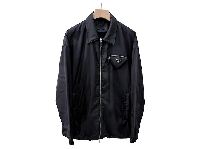 Prada Triangle Logo Pocket Nylon Jacket Black