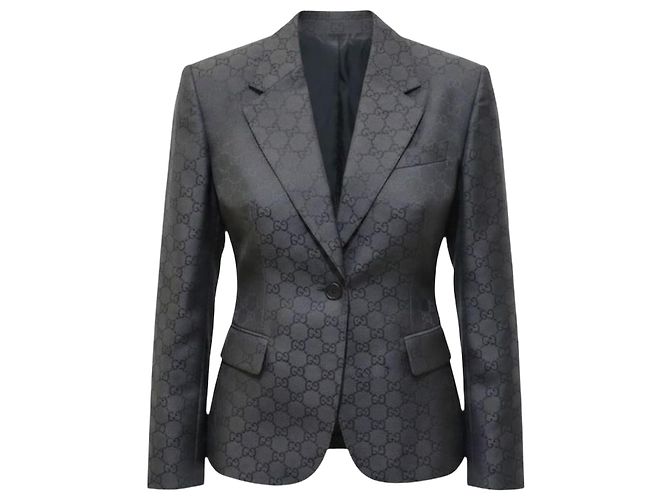 Gucci Black Logo Pattern Jacket