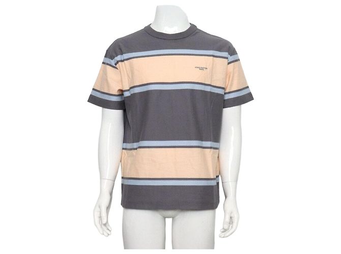 Louis Vuitton Grau gestreiftes Kurzarm-T-Shirt für Herren Braun