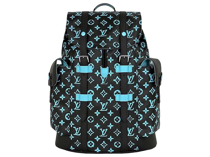 Louis Vuitton Christopher MM Black Light Blue Bleu