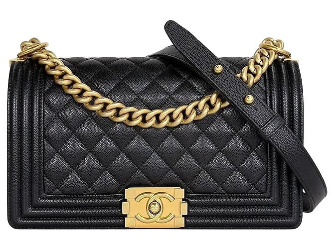 Chanel Boy Flap Bag Medium Black Gold Hardware