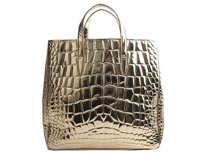 Saint Laurent Gold Mirror Wani Pattern Large Tote Bag Golden