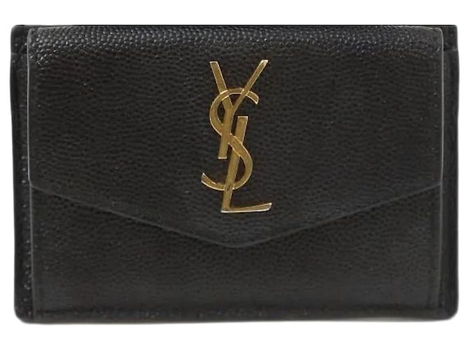 Saint Laurent Uptown Monogram Card Holder Black Gold Hardware