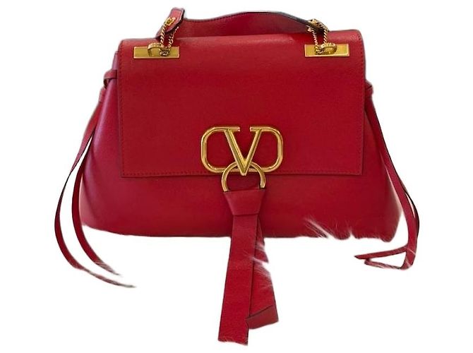 Valentino Logo Handtasche mit oberem Griff rot