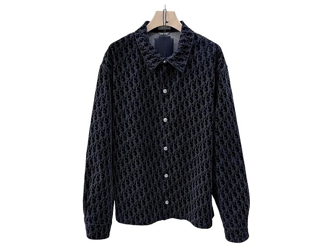 Dior Giacca camicia in denim e velluto Oblique Nero