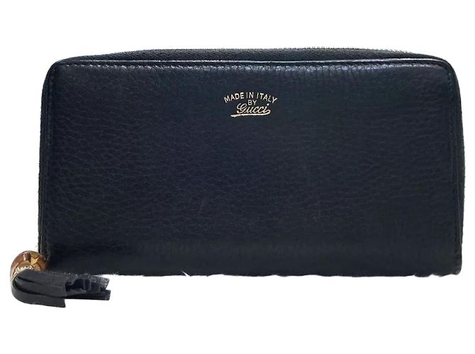 Gucci Langes Lederportemonnaie Bamboo Schwarz