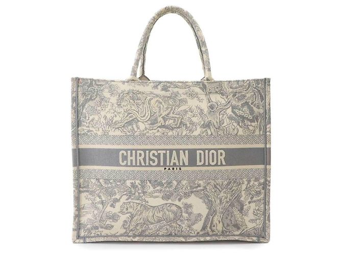 Borsa Christian Dior Book Tote Large Marrone Bianco