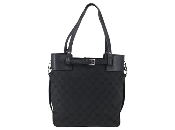 Bolsa Tote Bucket com Cinto Gucci GG Canvas e Couro Small Preto