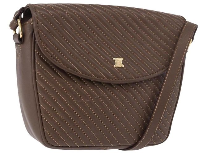 Céline Celine Macadam Leather Medium Marrone