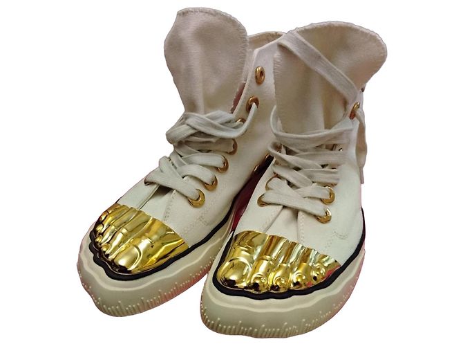 Schiaparelli Basket All-Schiap High-Top Canvas Sneaker Weiß Golden
