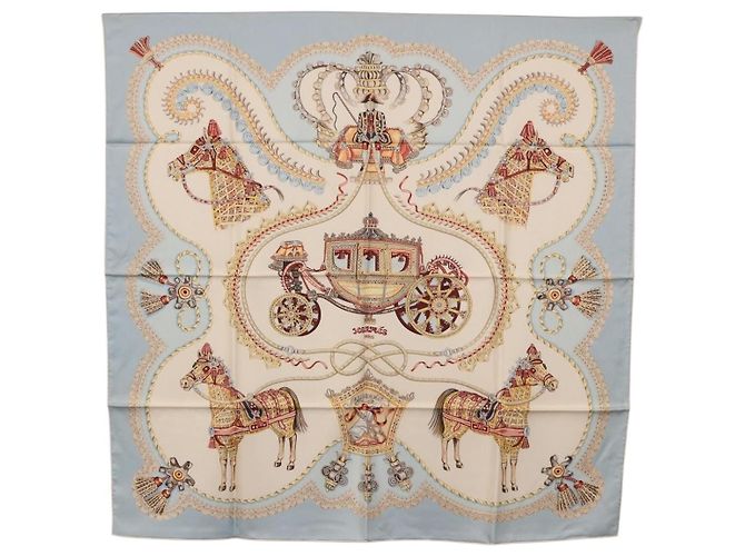 Hermès HERMES Carre 90 Seidentuch Hellblau Auth 186988