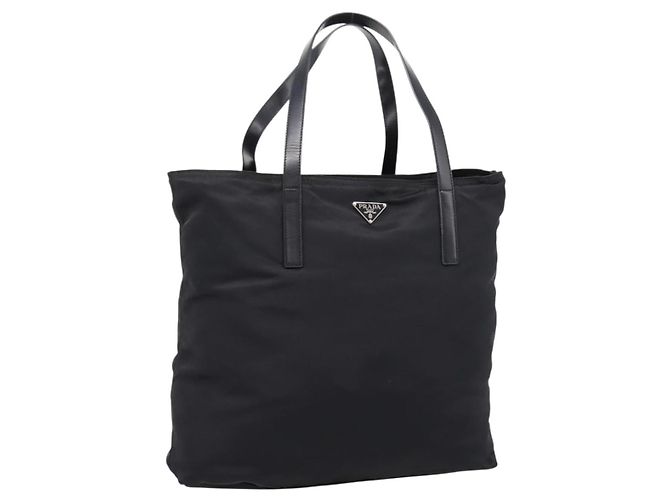 Borsa Tote PRADA Nylon Black Silver Auth mr2834 Nero Argento