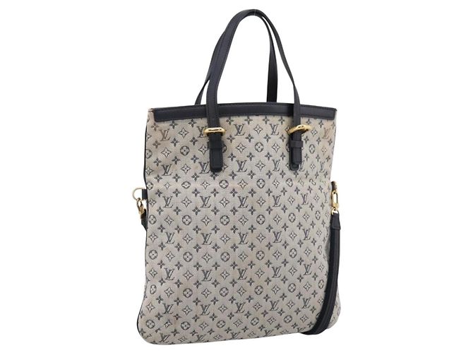 LOUIS VUITTON Monogram Mini Franoise Tote Bag 2way Blue M92208 LV Auth BA14979
