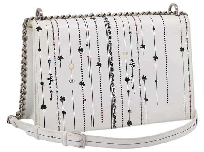 Borsa a tracolla con catena Christian Dior Diorama in pelle bianca e argento Auth 196404A Bianco