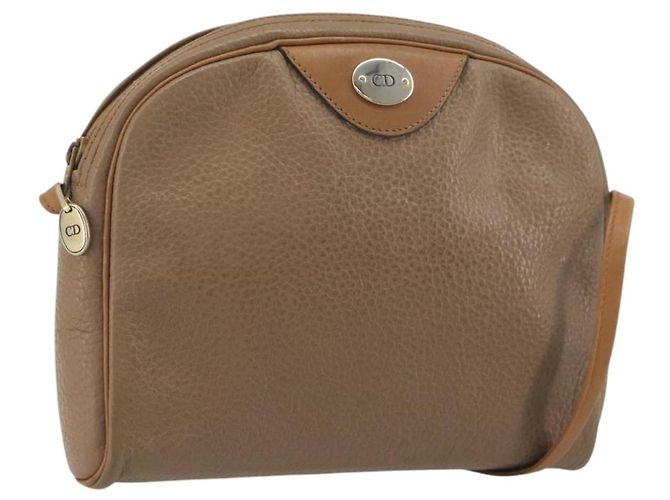 Borsa a tracolla Christian Dior in pelle beige e oro Auth ka5732 D'oro