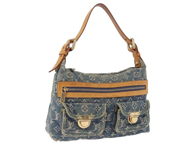 LOUIS VUITTON Monogram Denim Buggy PM Shoulder Bag Blue M95049 LV Auth 198378V