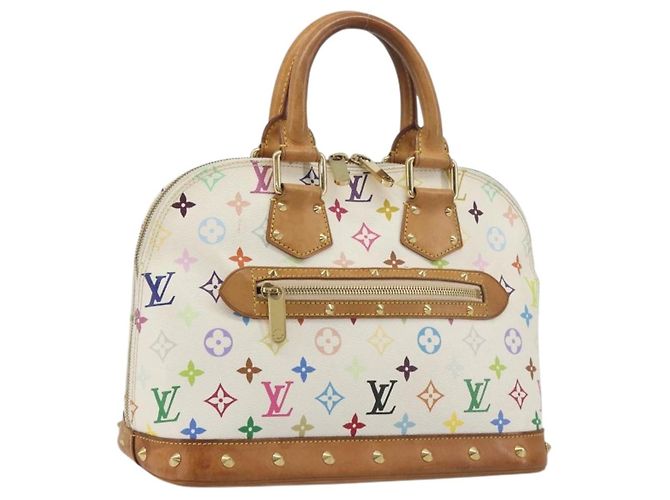 LOUIS VUITTON Monogram Multicolor Alma Handtasche White M92647 LV Auth 197046A Weiß