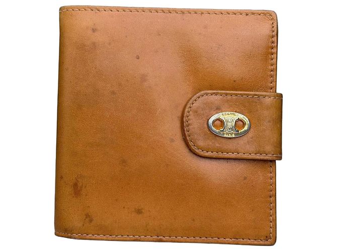Céline Vintage Celine Smooth Leather Wallet Tan Gold Camel